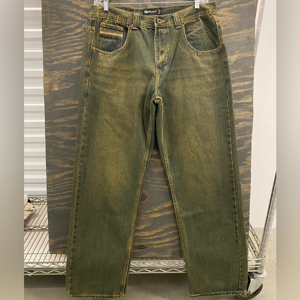 Vintage Y2K Royal Blue Jeans Men’s 36x34 Relaxed Fit Faded